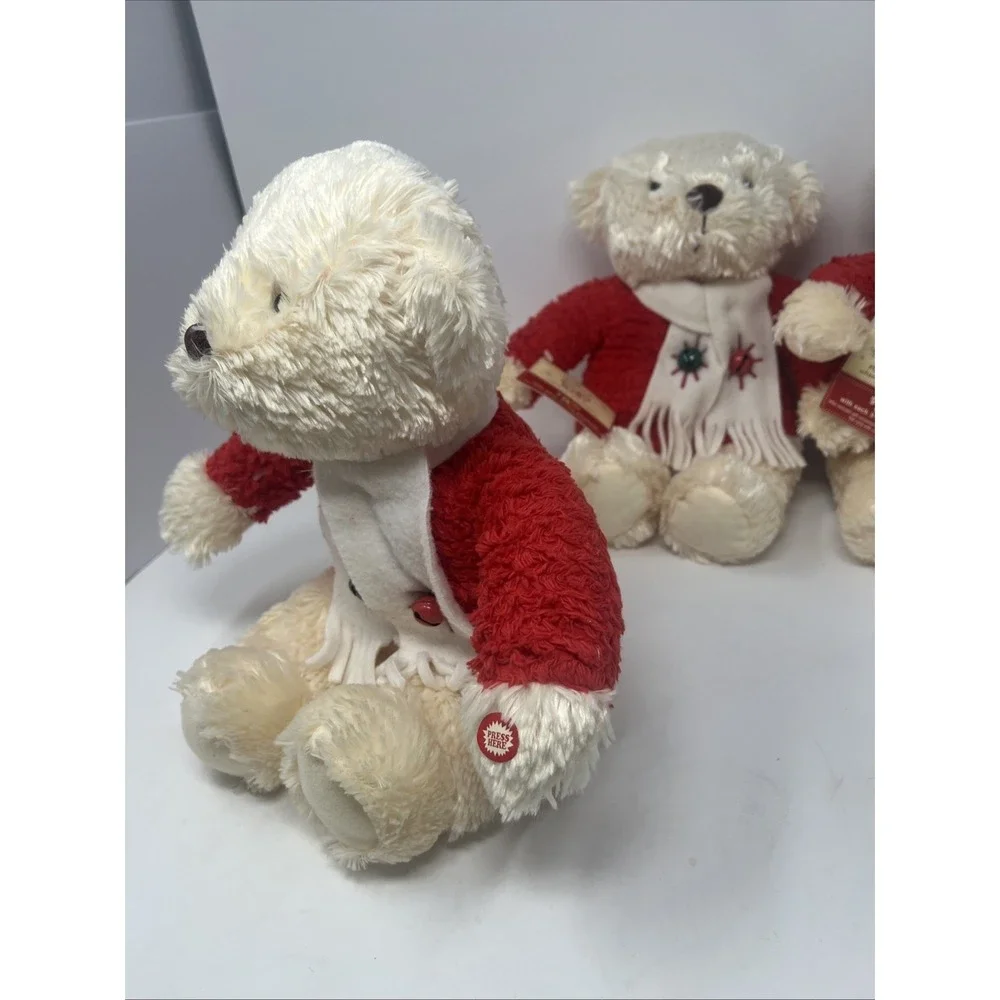 Lot of 3 Hallmark Jingle Bear Christmas Plush 2 Tagged Sound Not Working-1 Sound